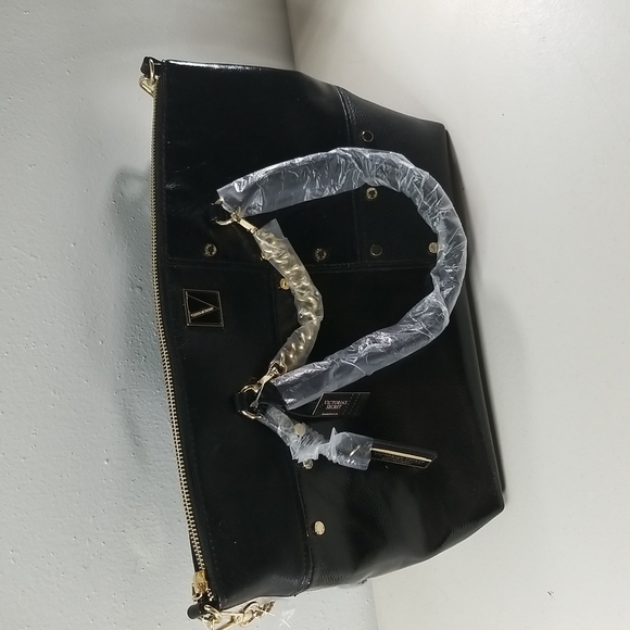 Pink Victoria Secret Black Leather Like Handbag - Picture 4 of 5